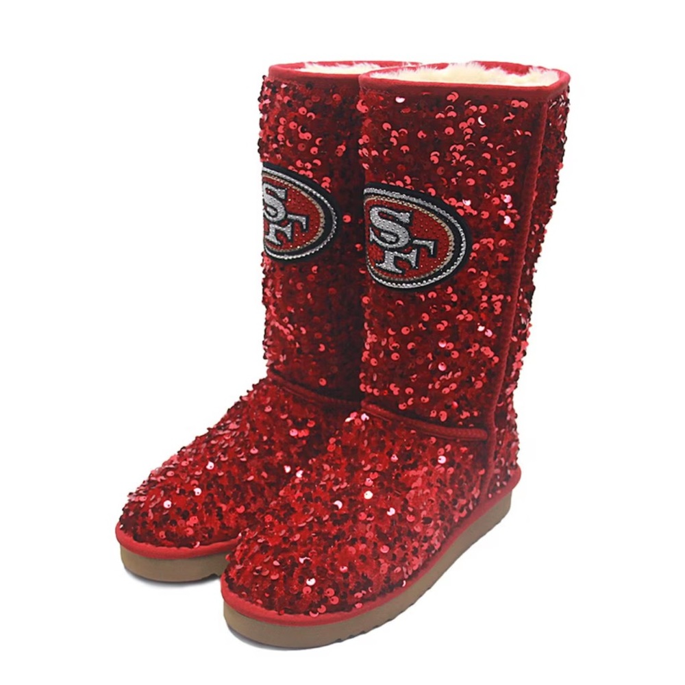 Women's Cuce Scarlet San Francisco 49ers Tall Sequin Boots